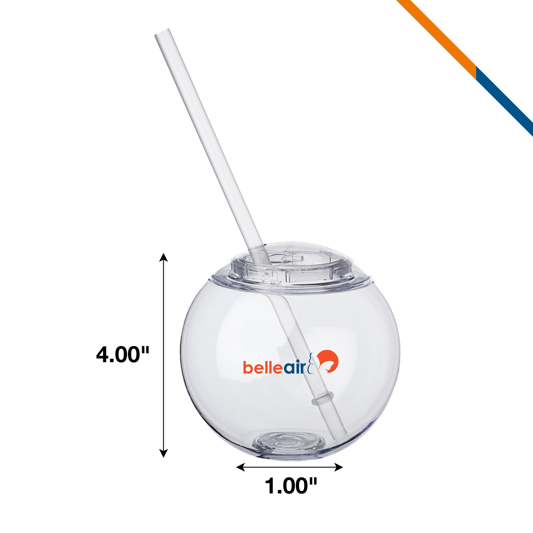 Hahn Plastic Cocktail Ball With Straw - 15 OZ. 3