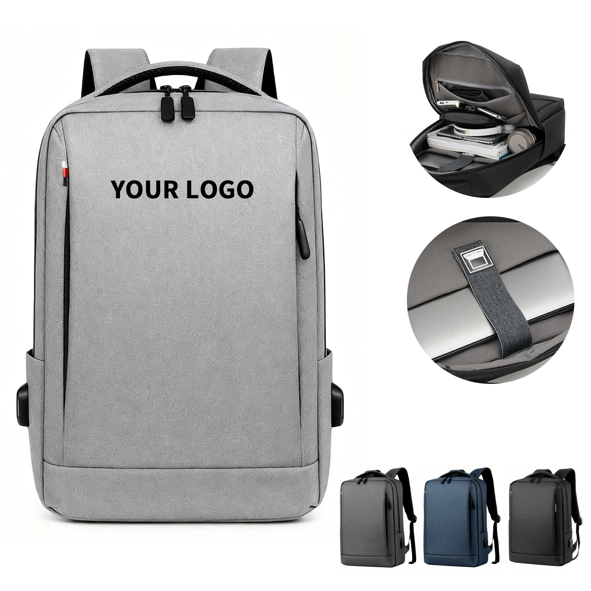 Water Resistant Laptop Daypack With USB Port 12.2 x 4.7 x 7.7" 2