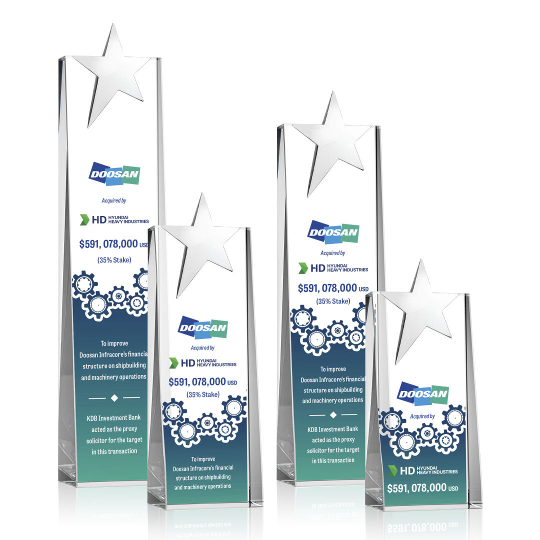 Fanshaw Silver Star VividPrint™ Award on Base - Clear