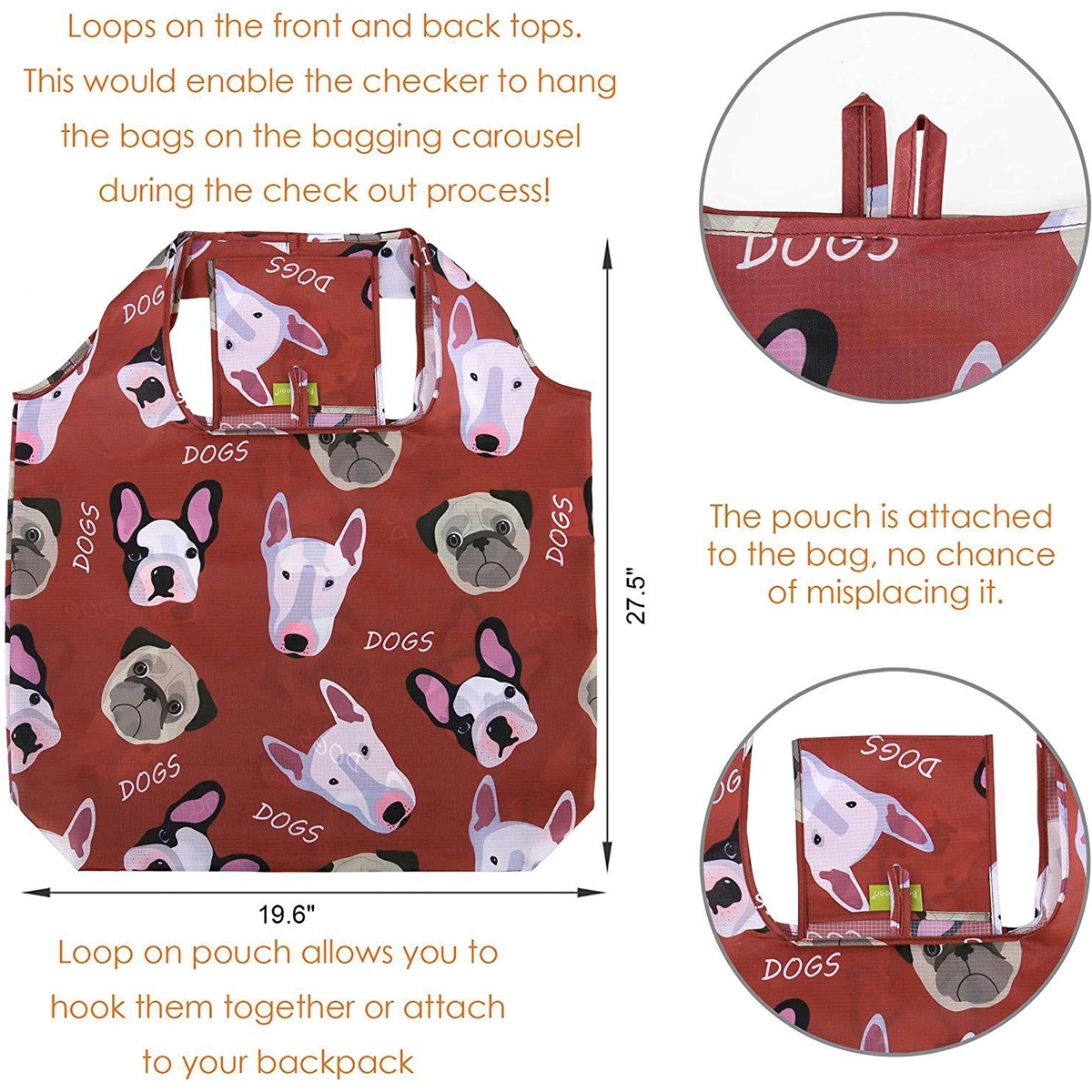 Washable Durable Lightweight Foldable Shopping Tote Bag 3