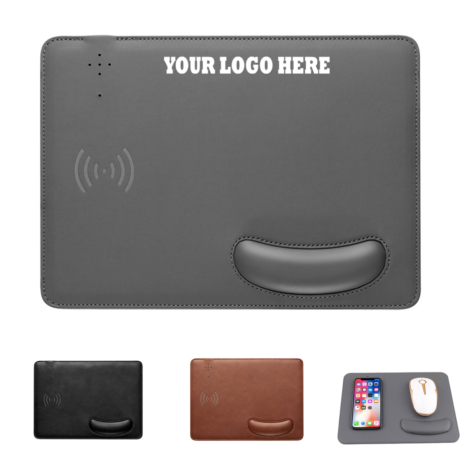 PU Leather Wireless Mouse Pad With Wrist Rest 2