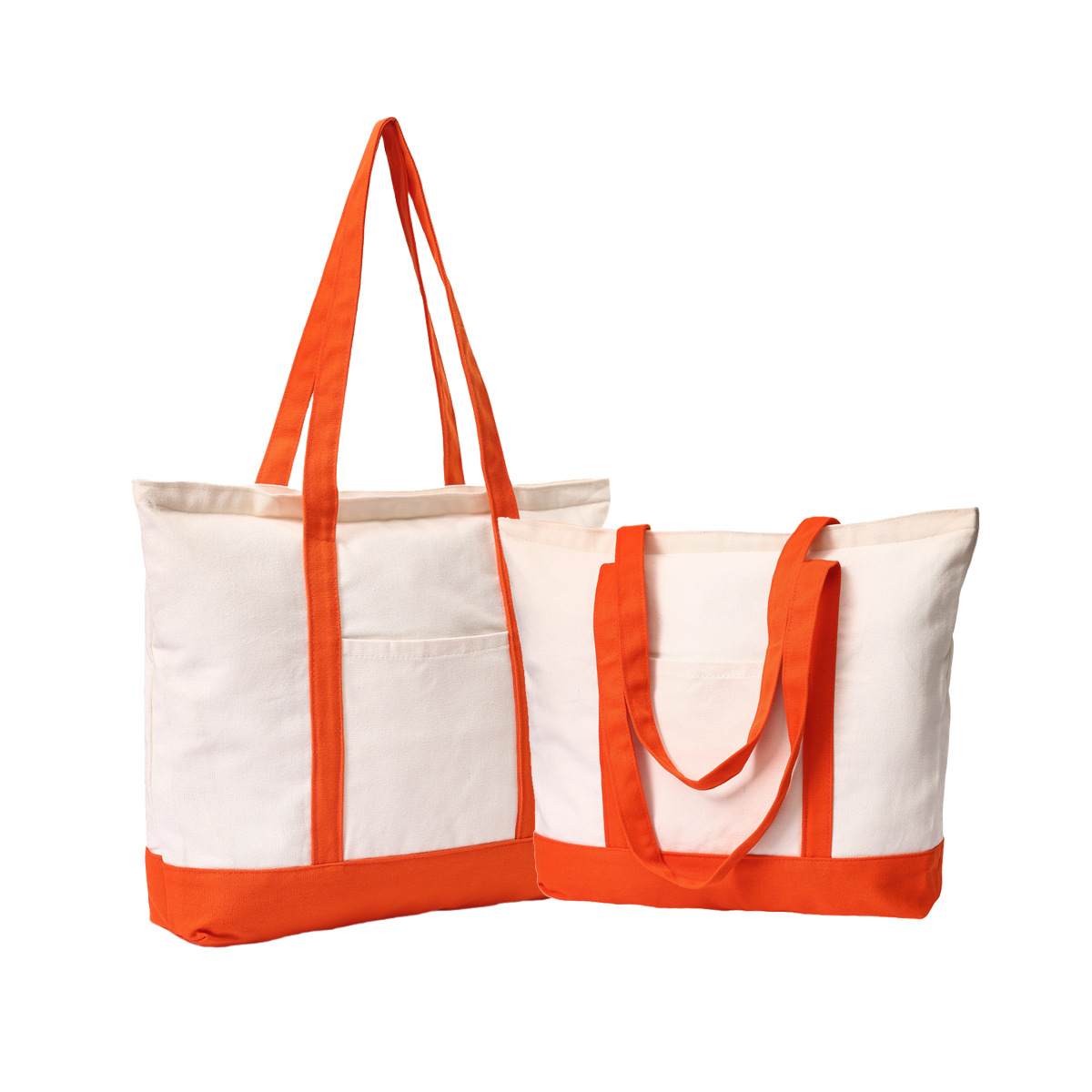 12 oz Cotton Canvas Zipper Boat Tote Bag W/ Front Pocket 1