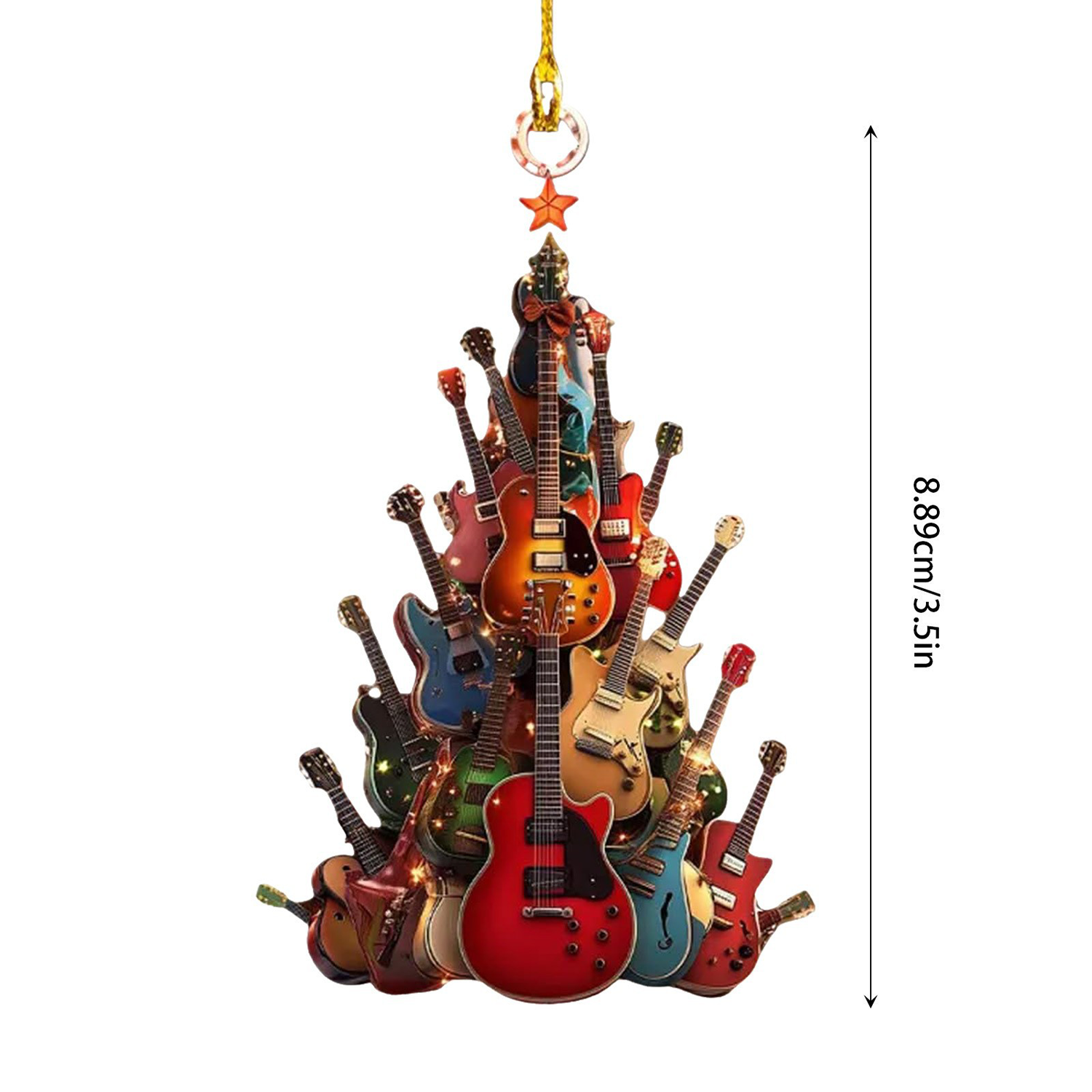Acrylic Christmas Tree Electric Bass Guitar Pendant 2