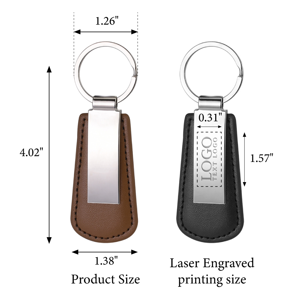 Custom Vegan Leather Drop Shaped Keychain 2