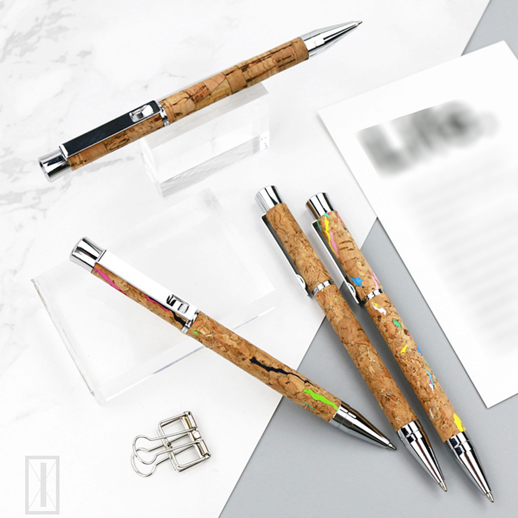 Cork Ballpoint Pen With Metal Clip 2