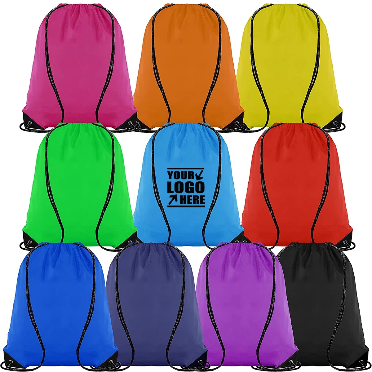 Colorful Drawstring Backpack Bags Pack Cinch Tote for Gym 4