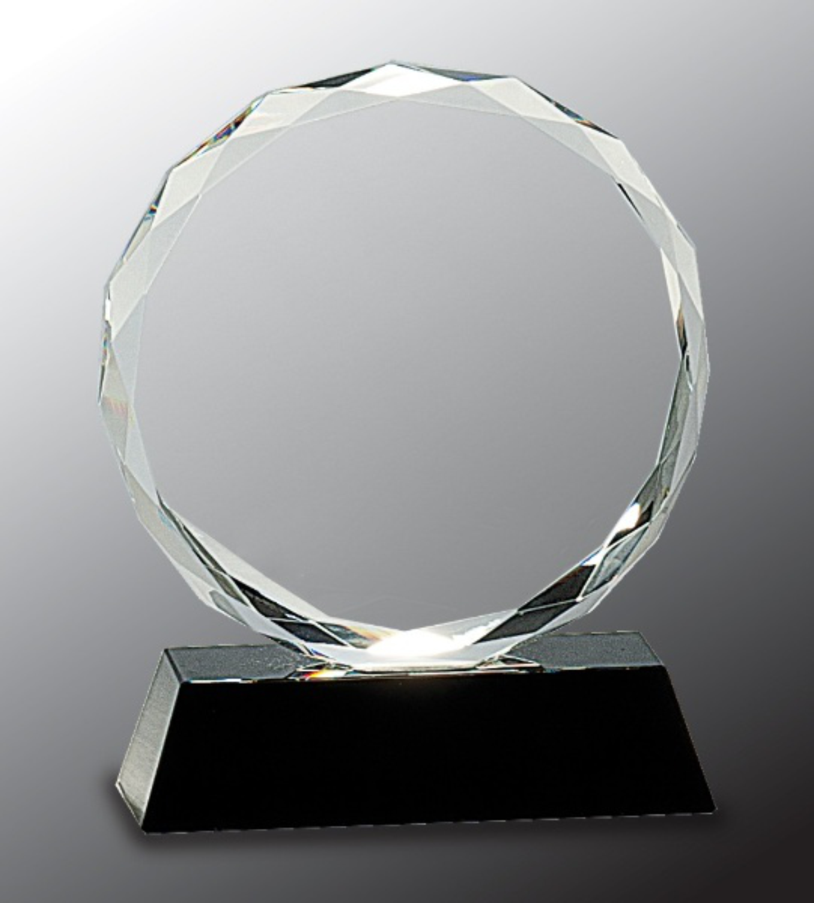 6" Round Facet Crystal on Black Pedestal Base Award 3