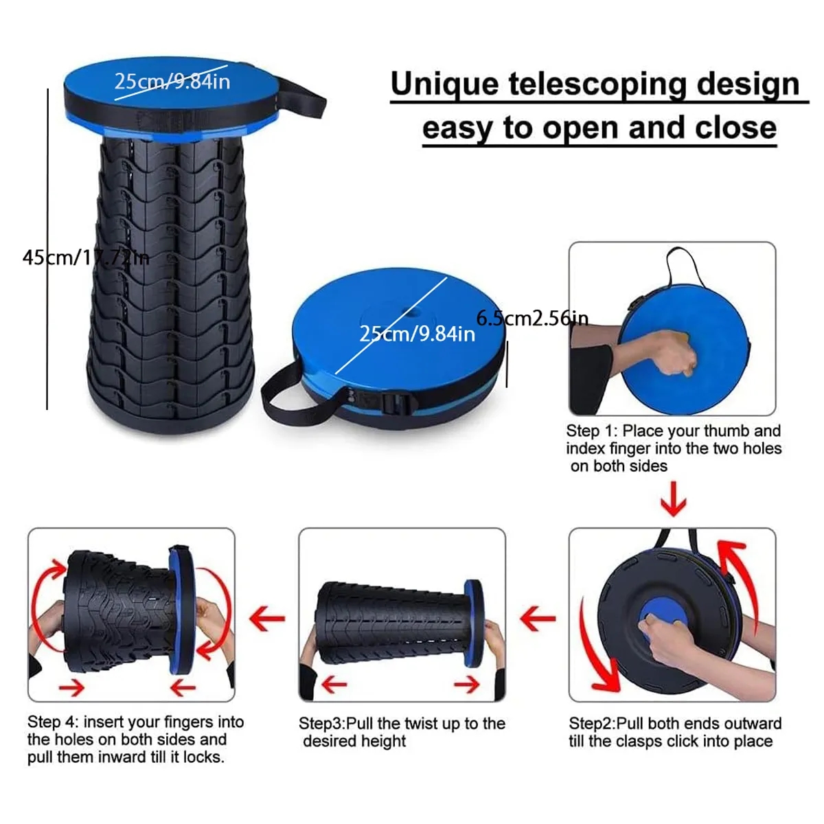 Portable Telescoping Foldable Camping Stool 3
