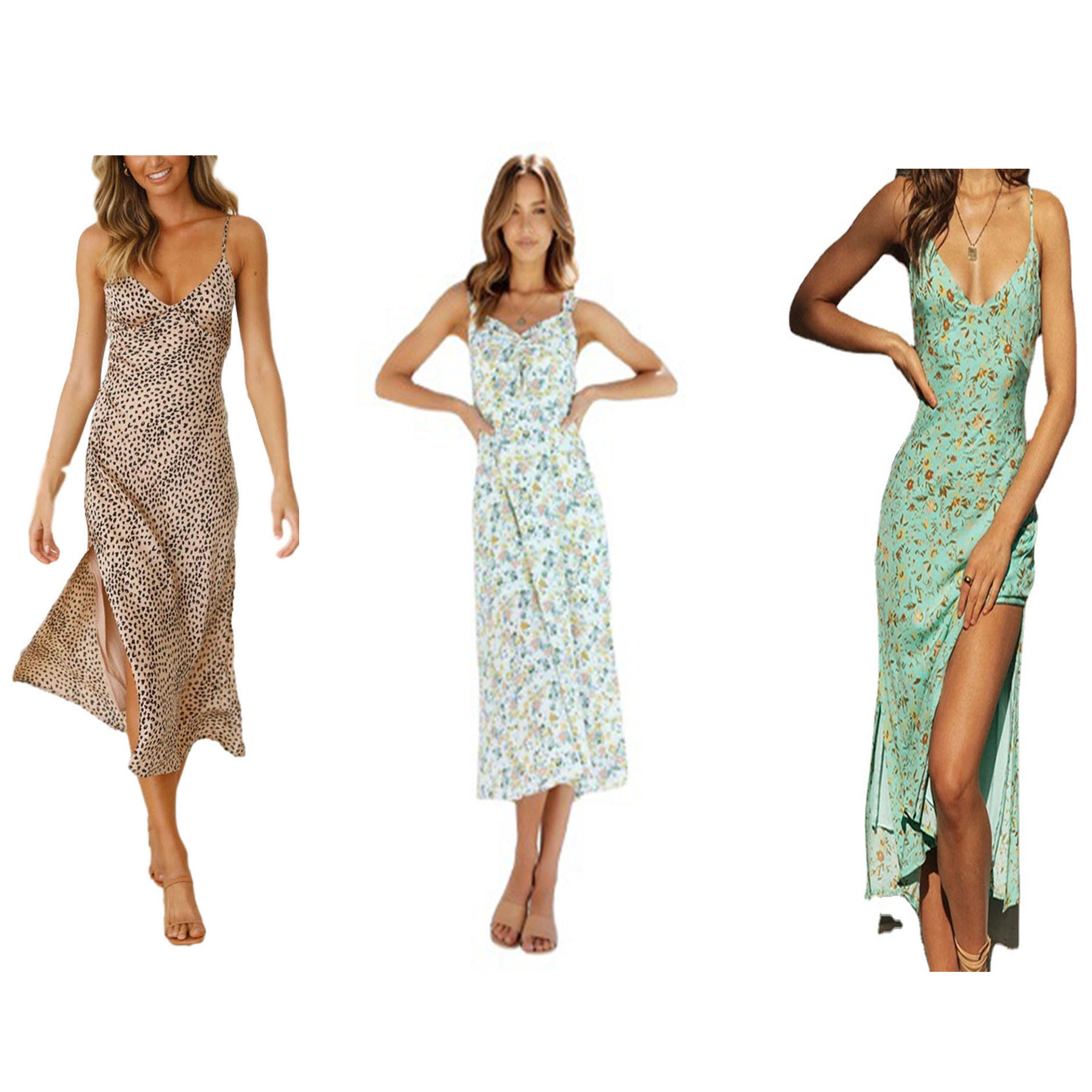 Halter Small Floral Hem Open Dress 2