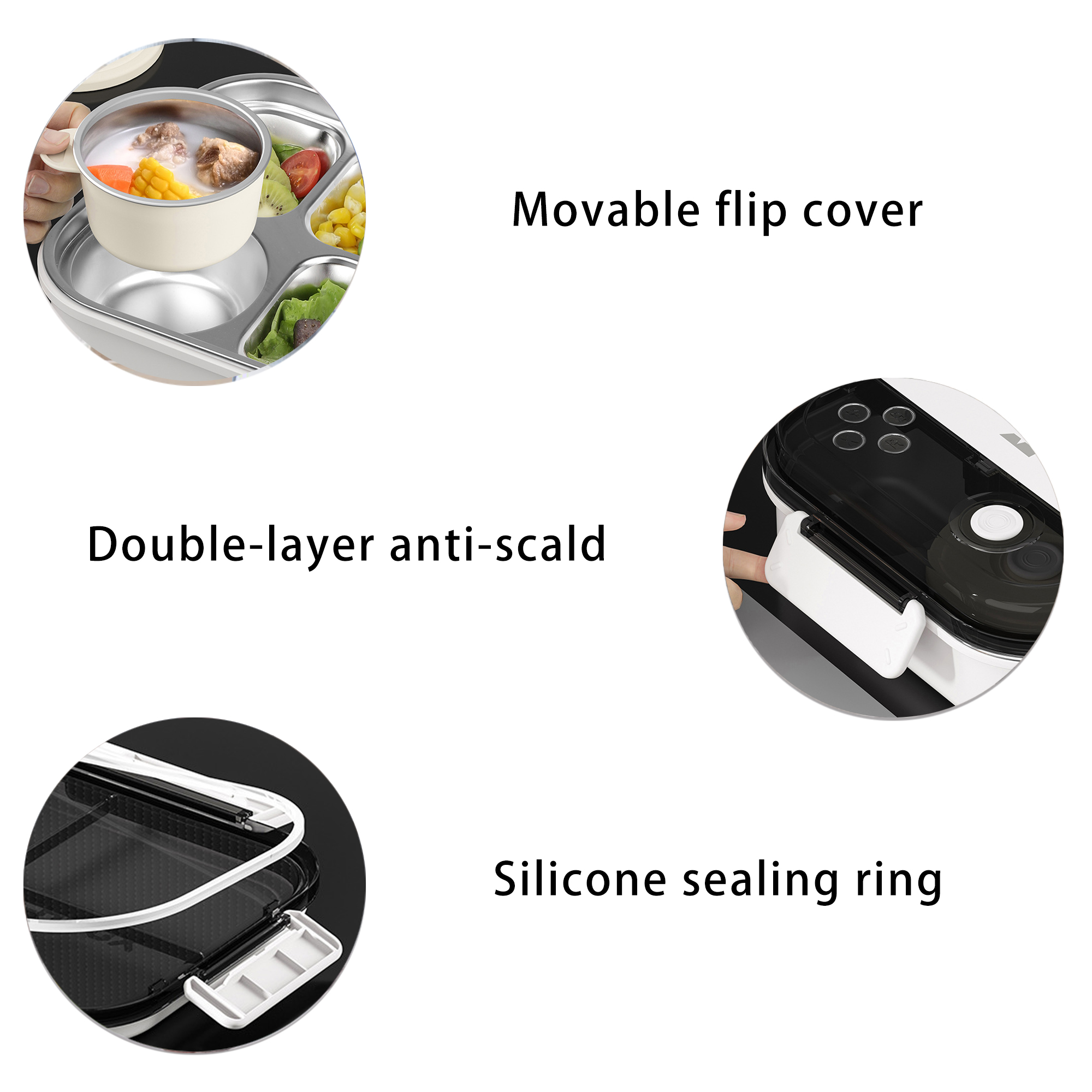 Stainless Steel 4-Compartment Lunch Box 5