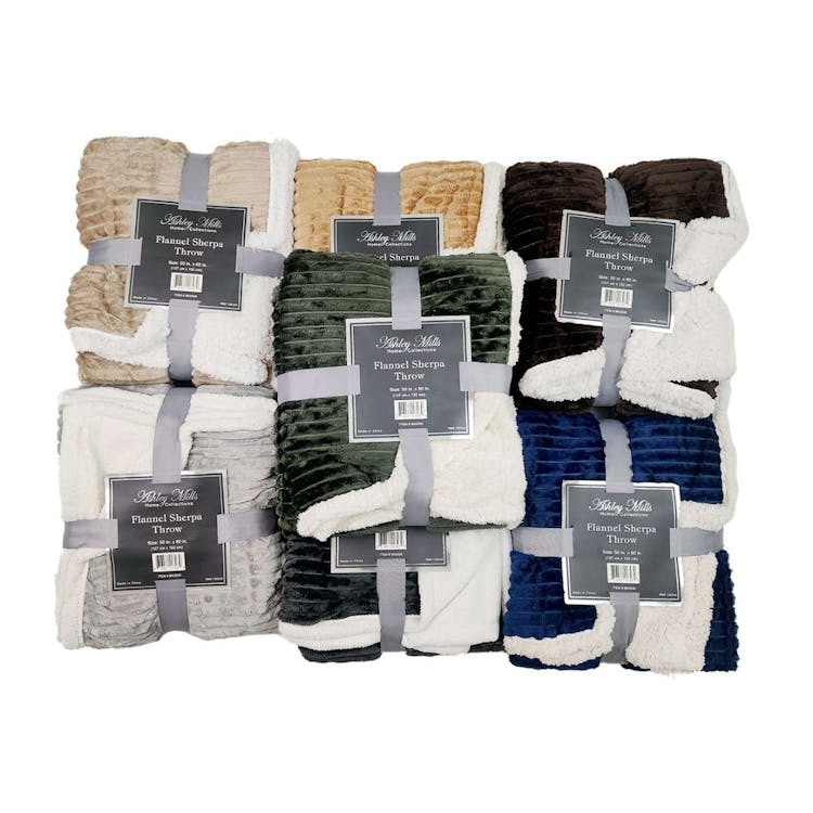 Flannel Sherpa Throw Blanket 50x60 1