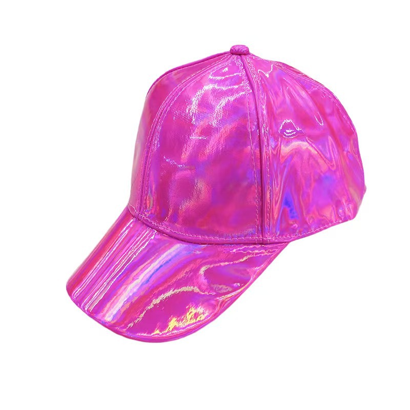 Shiny Metallic PU Baseball Cap Holographic Hip Hop Hat 4