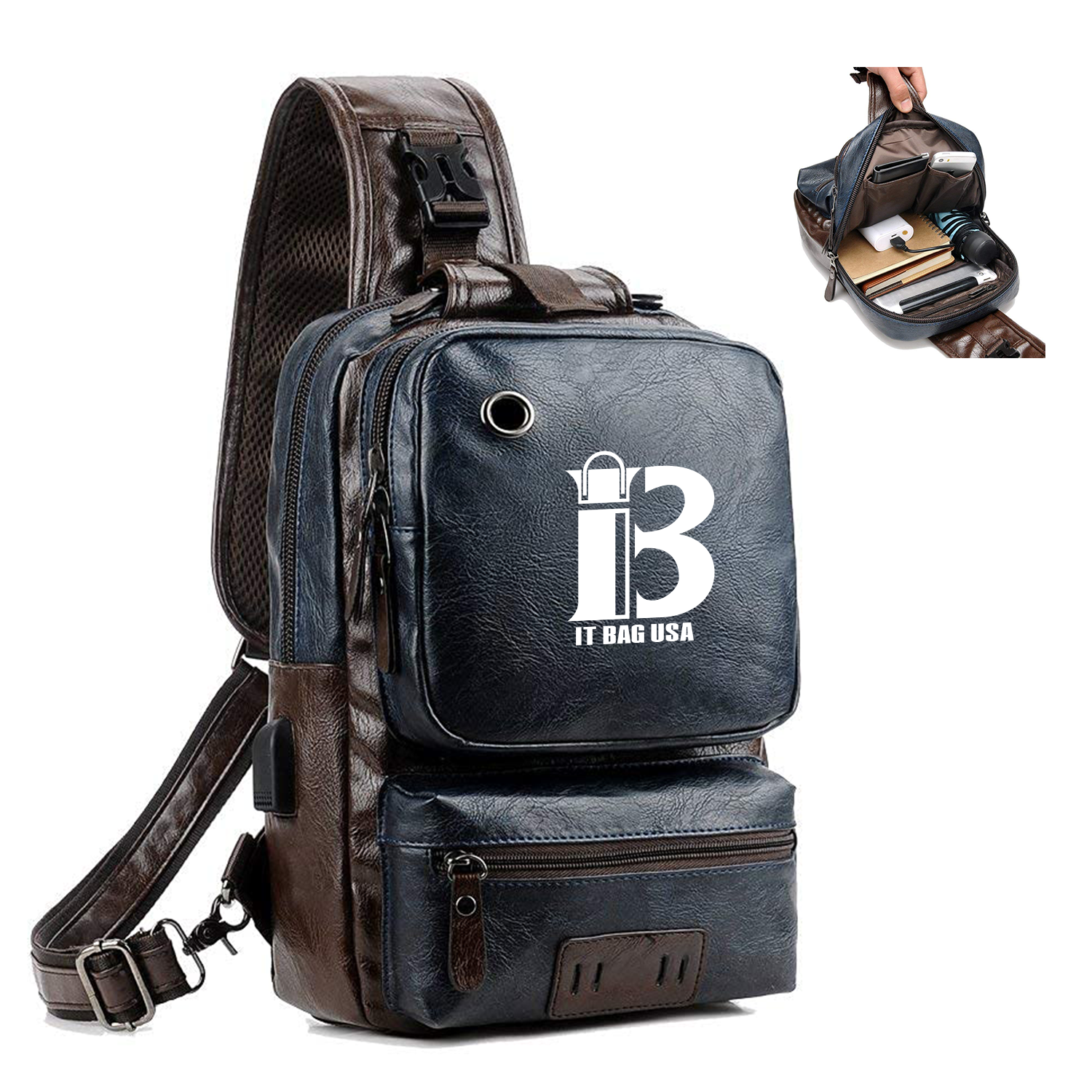 Crossbody Pu Leather Shoulder Backpack 4