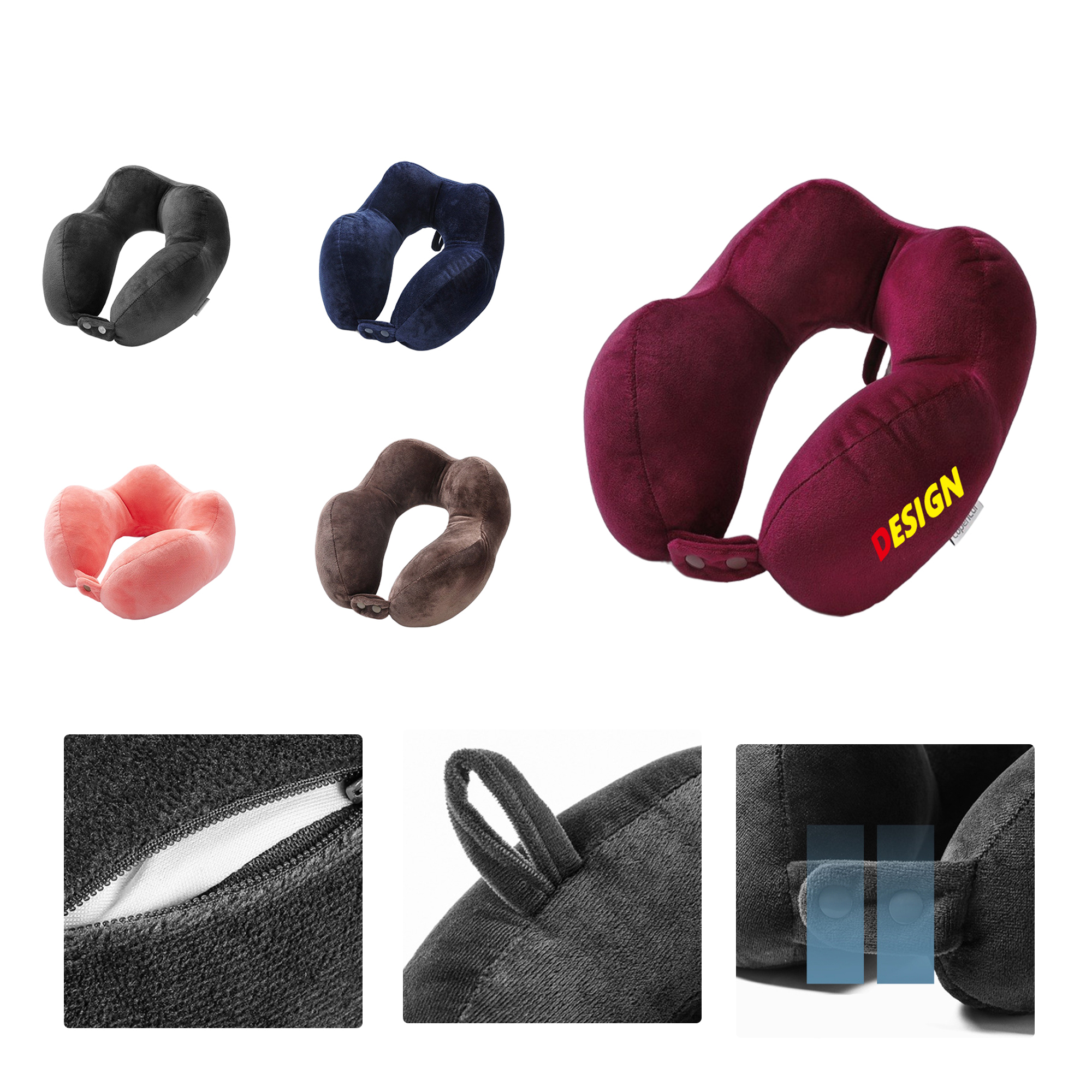 MOQ50 Custom U-Shaped Travel Pillow With Logo 2