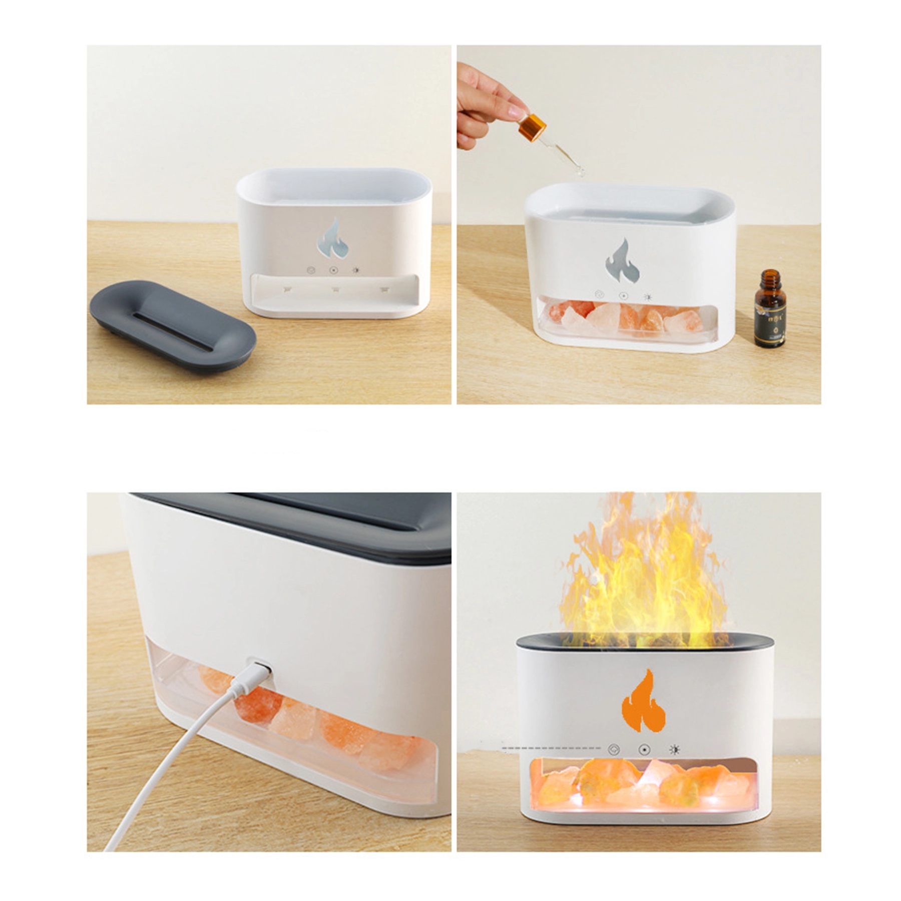Office Home Essential Oil Rock Light Craft Flame Humidifier 2