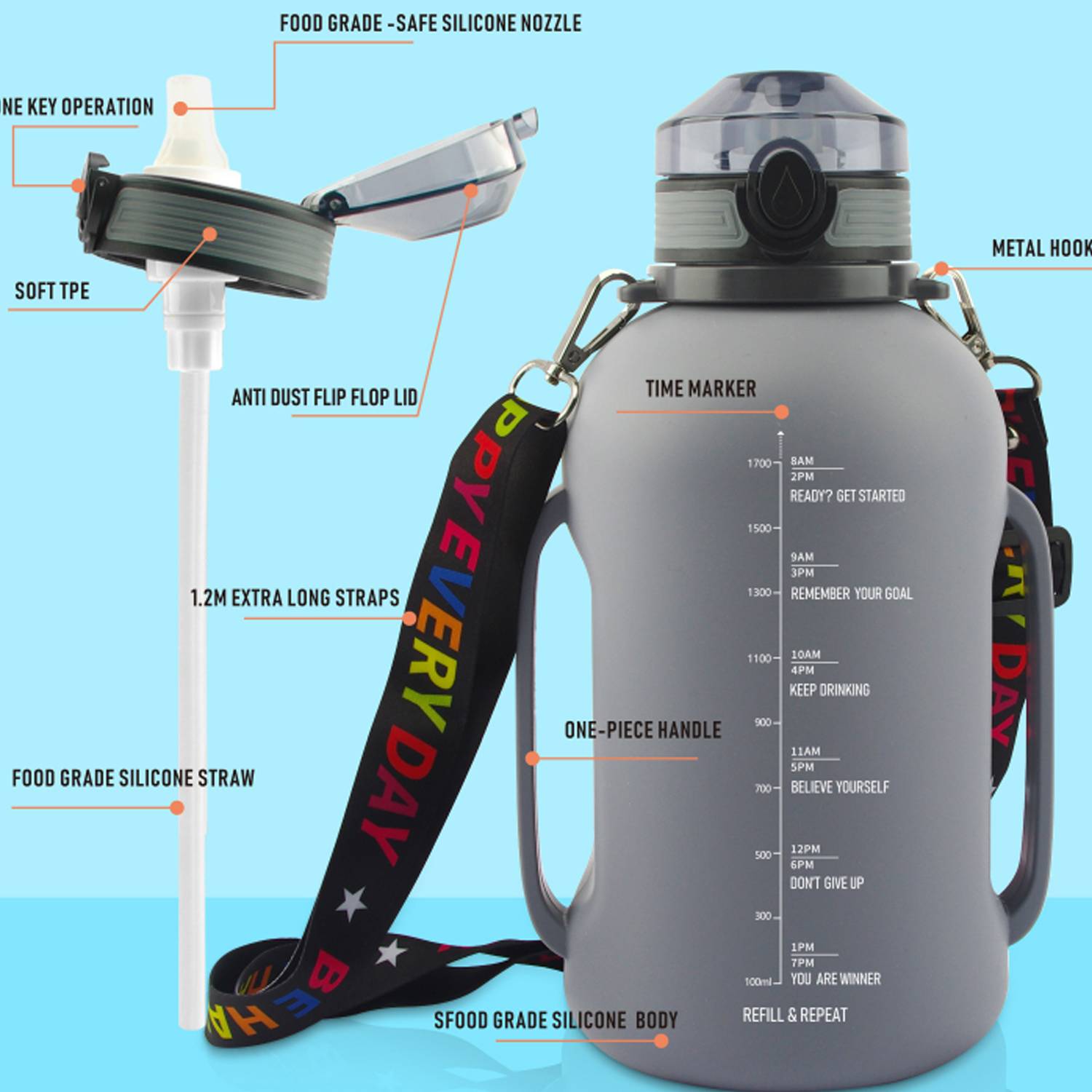 67oz Large Capacity Water Mug for Fitness 5