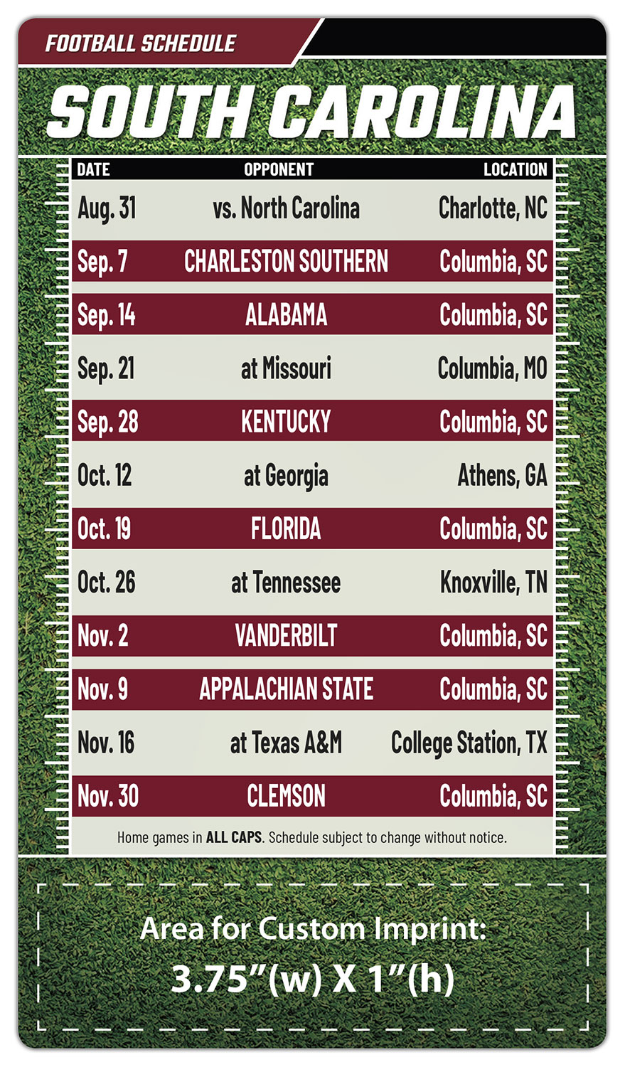 Magnet Football Sport Schedules - 4x7 Round Corners - SC