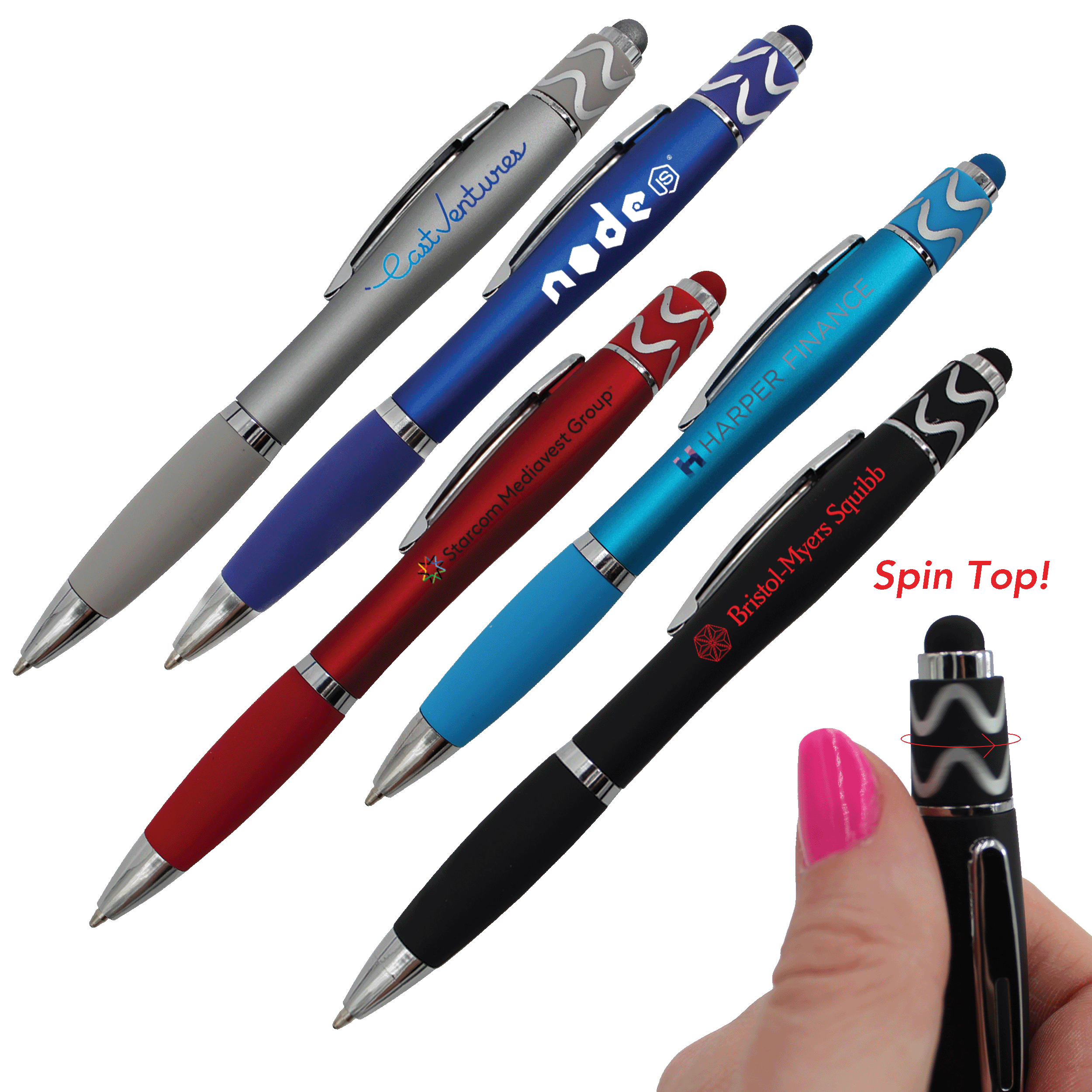 Halcyon® Silhouette Spin Top Pen with Stylus 11