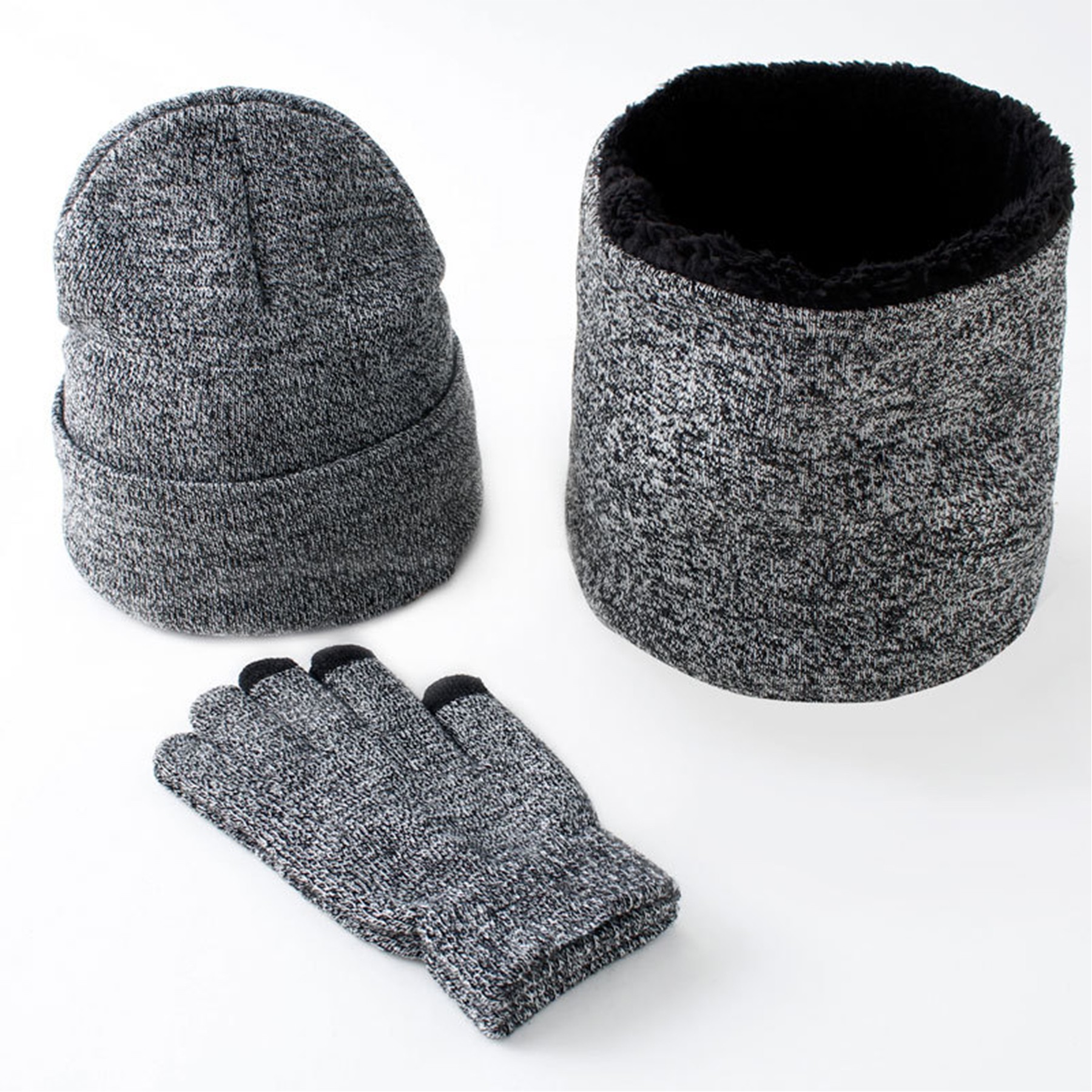 3PCS Winter Beanie Neck Gaiter Gloves Set 5