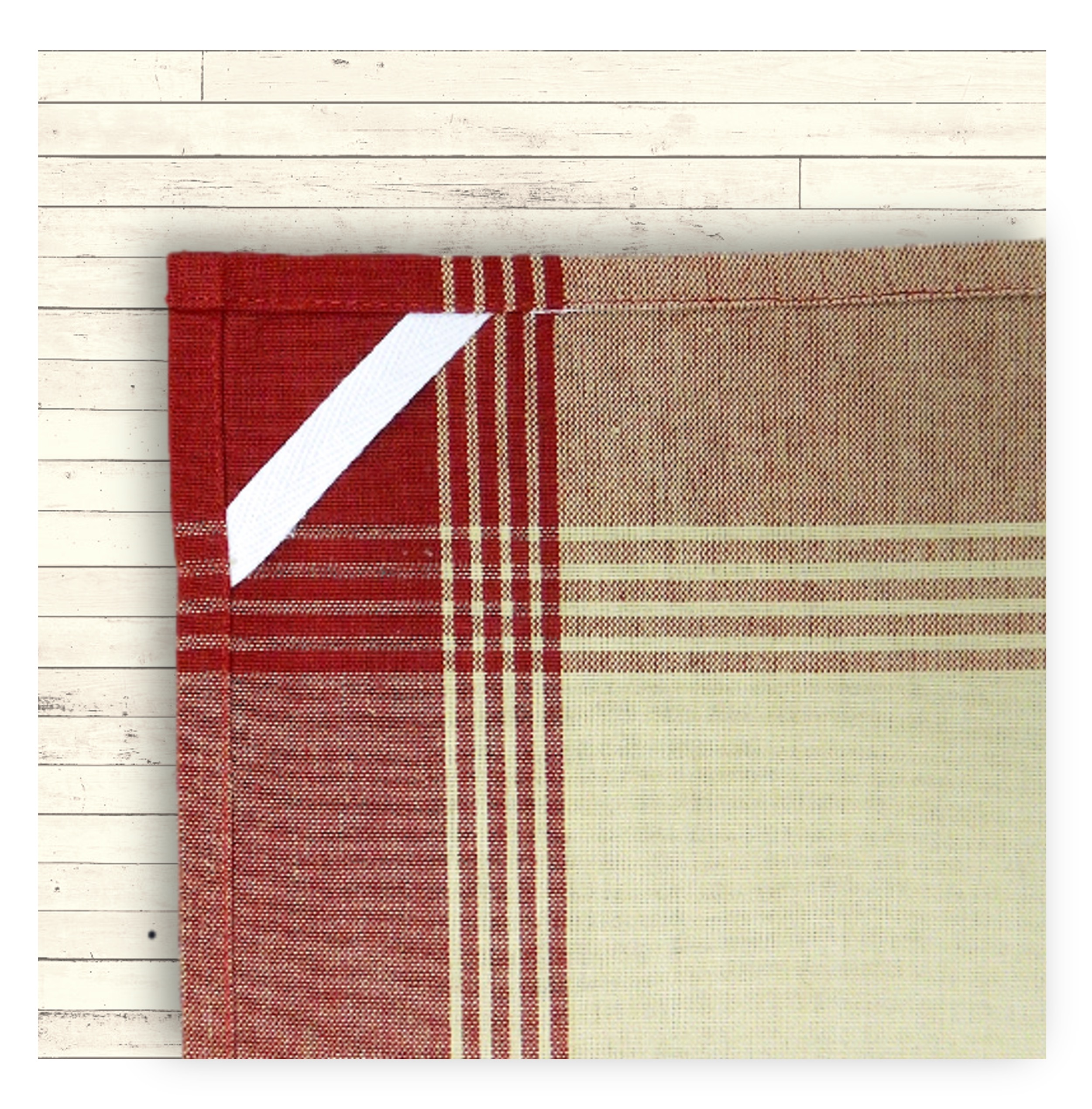 Red/Tea Dyed Plaid Kitchen Towel with Custom Print 4