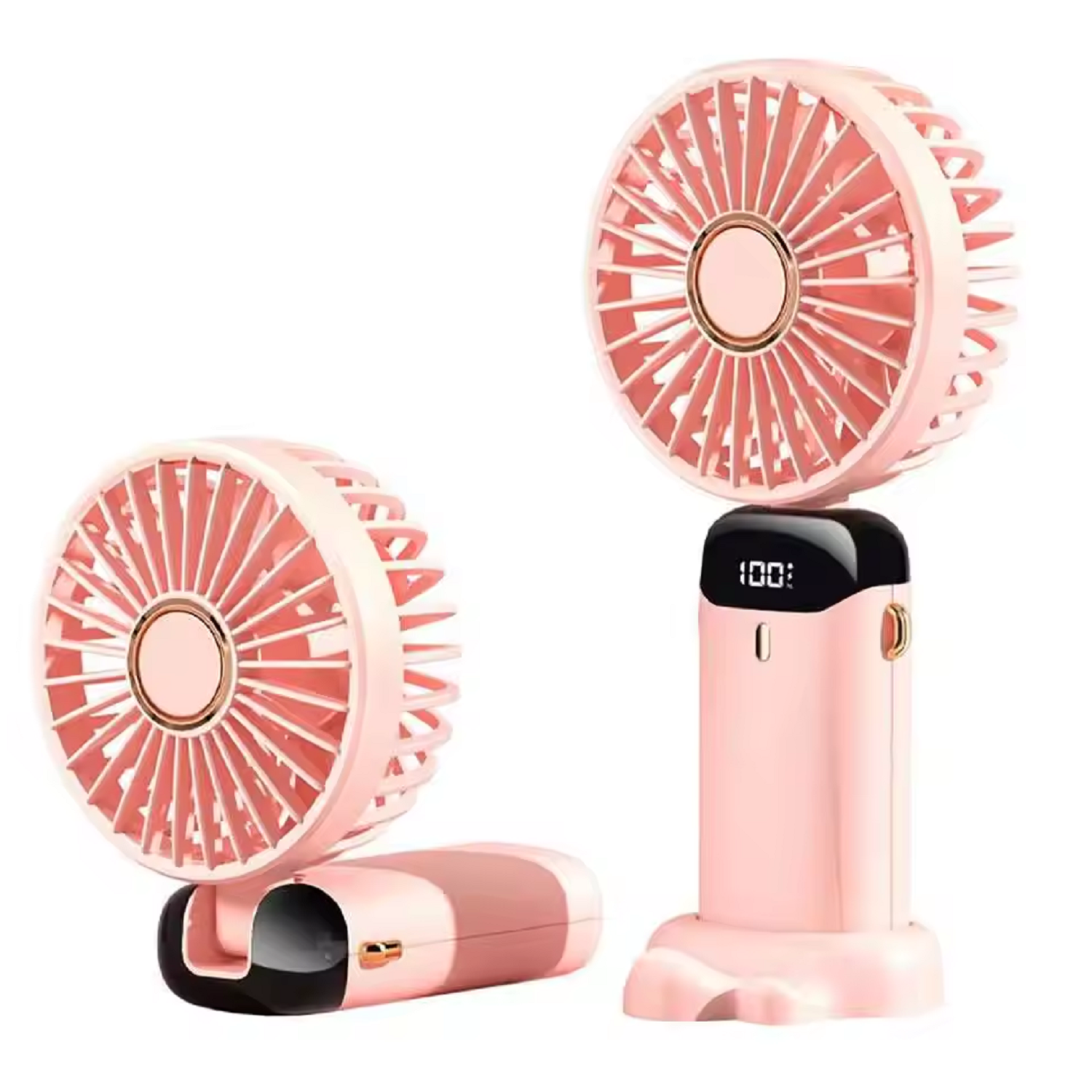 Rechargeable Foldable LED Hand Fan with Mobile Stand 5