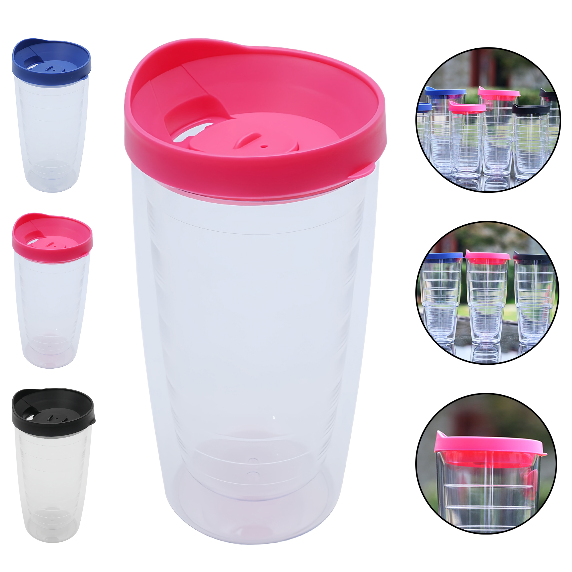 16oz Double Wall Thick Plastic Tumbler with Push Lid 4
