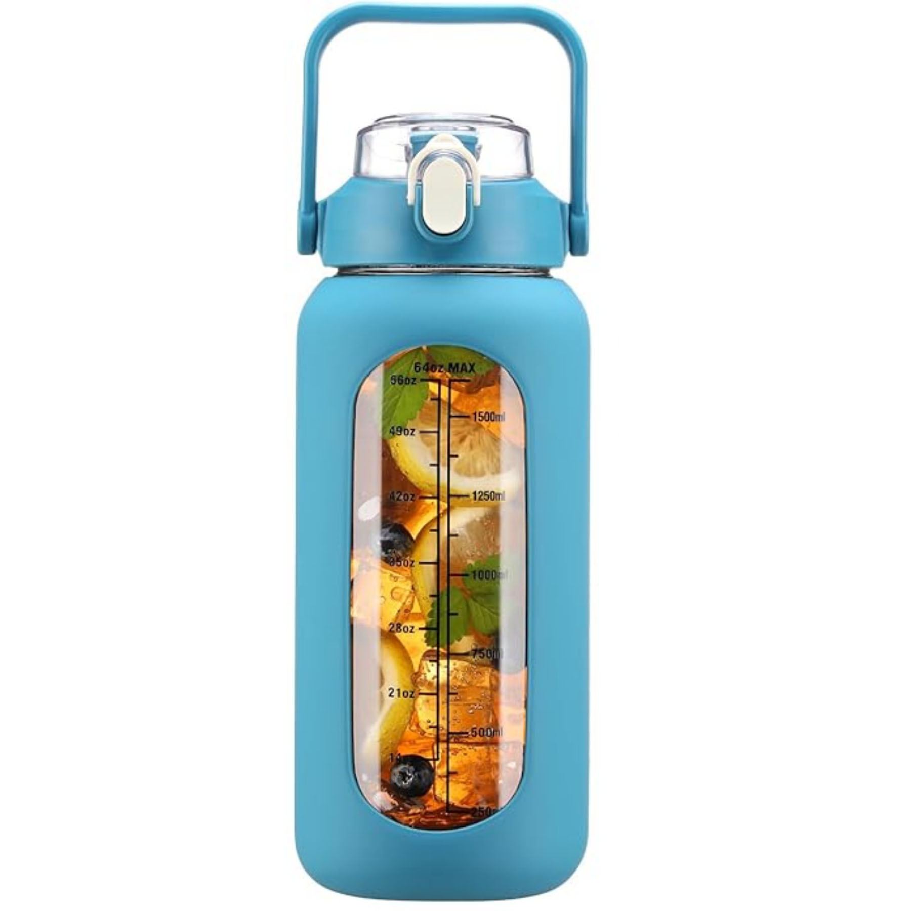 64 oz Glass Graduated Water Bottle 2