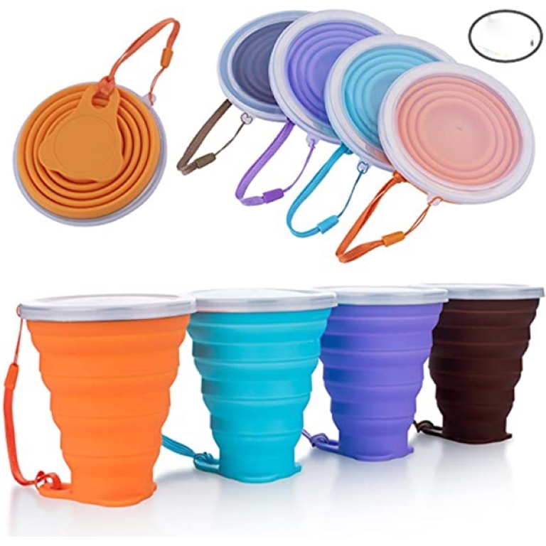 Silicone Folding Camping Cup with Lids 1