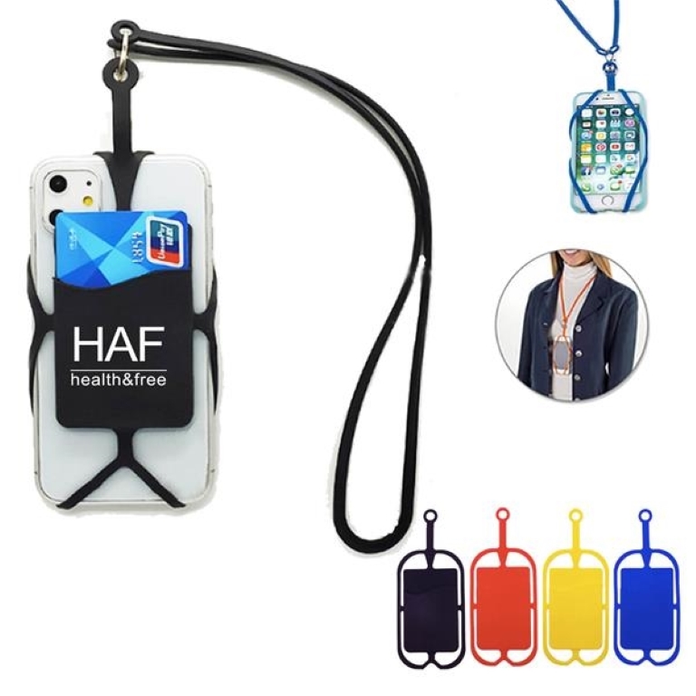 Mobile phone silicone lanyard card holder 3