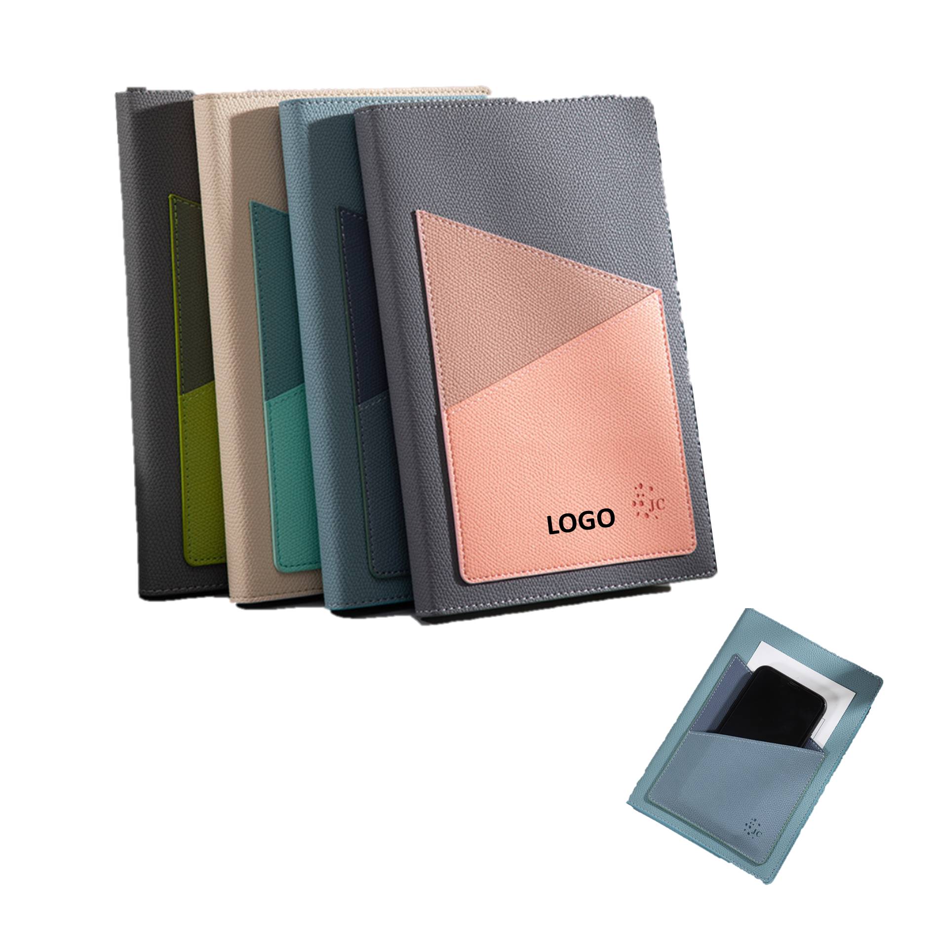 Business Soft Leather Notebook Office Use With Phone Holder 2