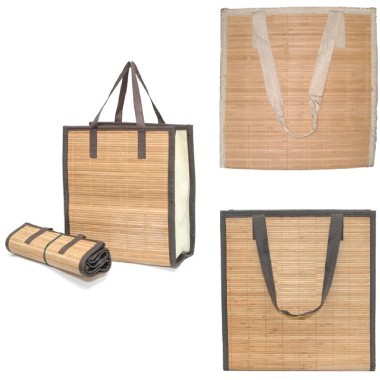 Bamboo Grocery Tote Bag - 14" x 16" x 7" 1