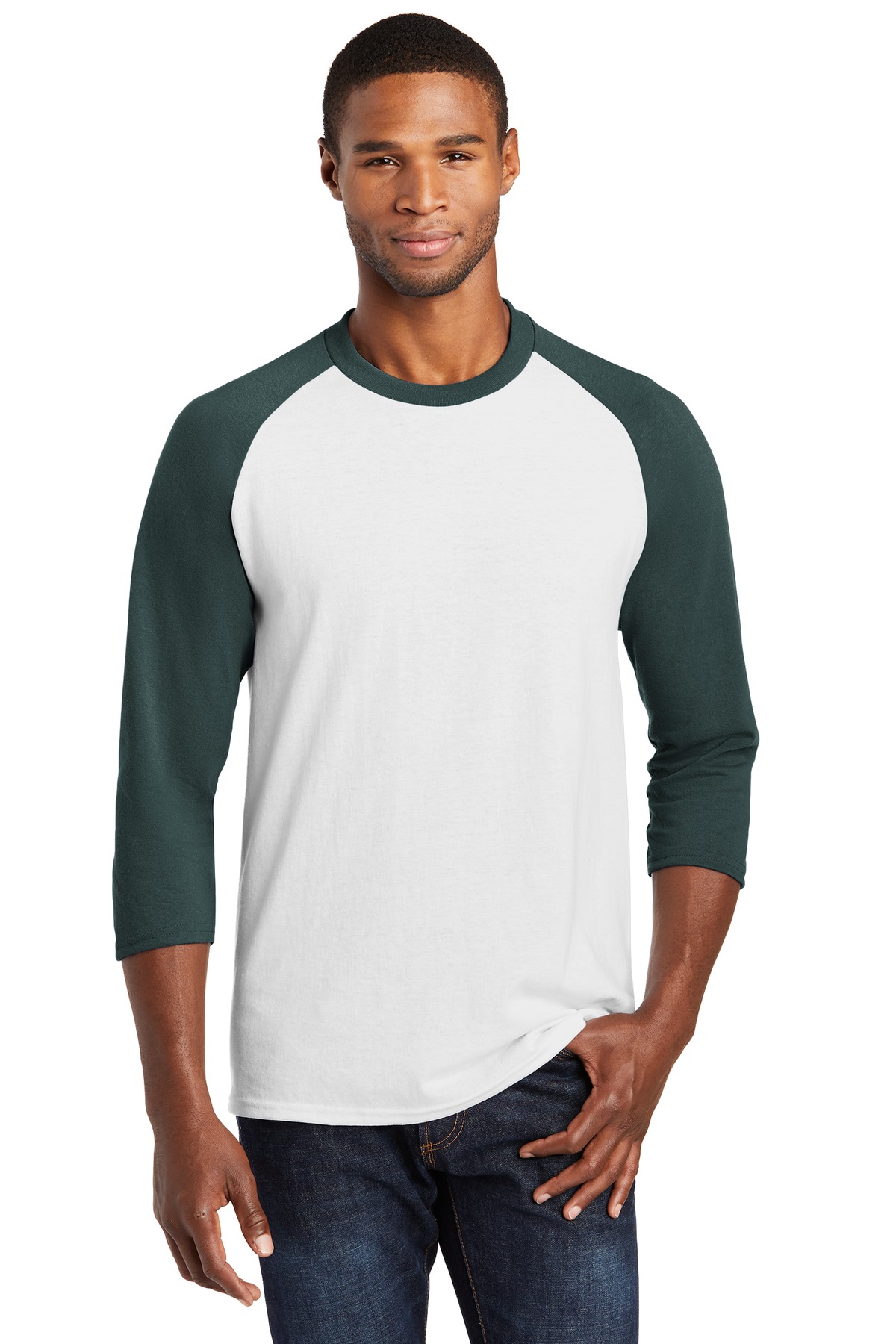 Port & Co Core Blend 3/4-Sleeve Raglan Tee. PC55RS 56