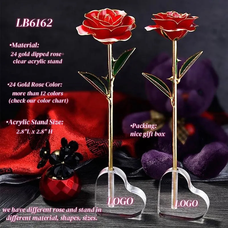 Dipped 24K Gold Rose with Stand Best Gift for Him Her 1
