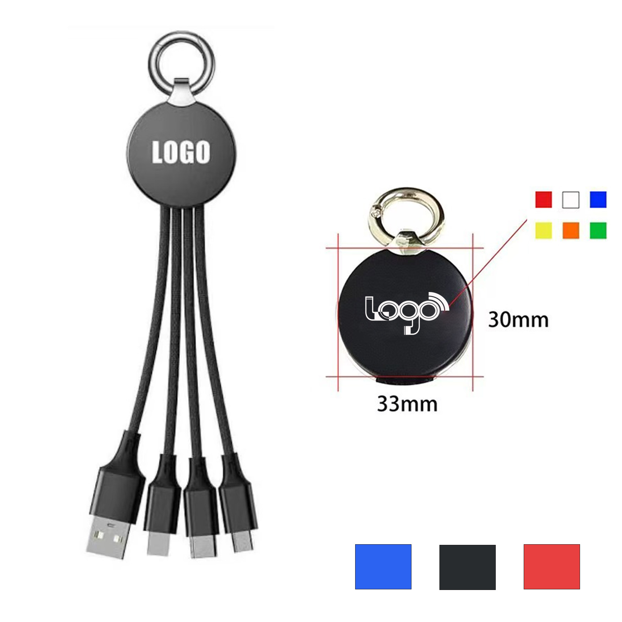 Key Chain Custom 3 in 1 Shine Charging Cable 2