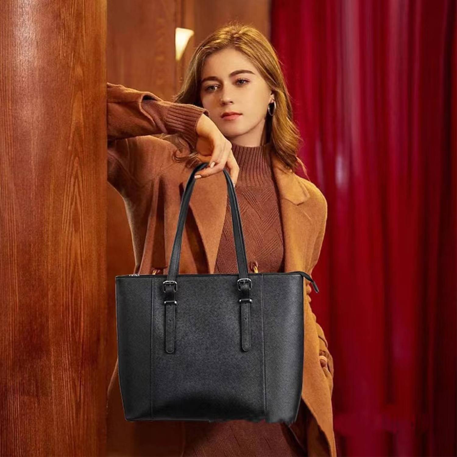 Women Briefcase Laptop Vintage Genuine Leather Handbags 4