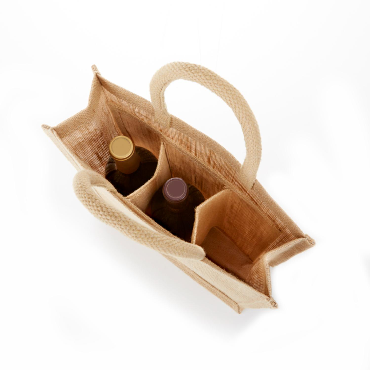 Eco-Friendly Jute Bag with Clear Front for Bottles, custom tote bag with logo imprint 3
