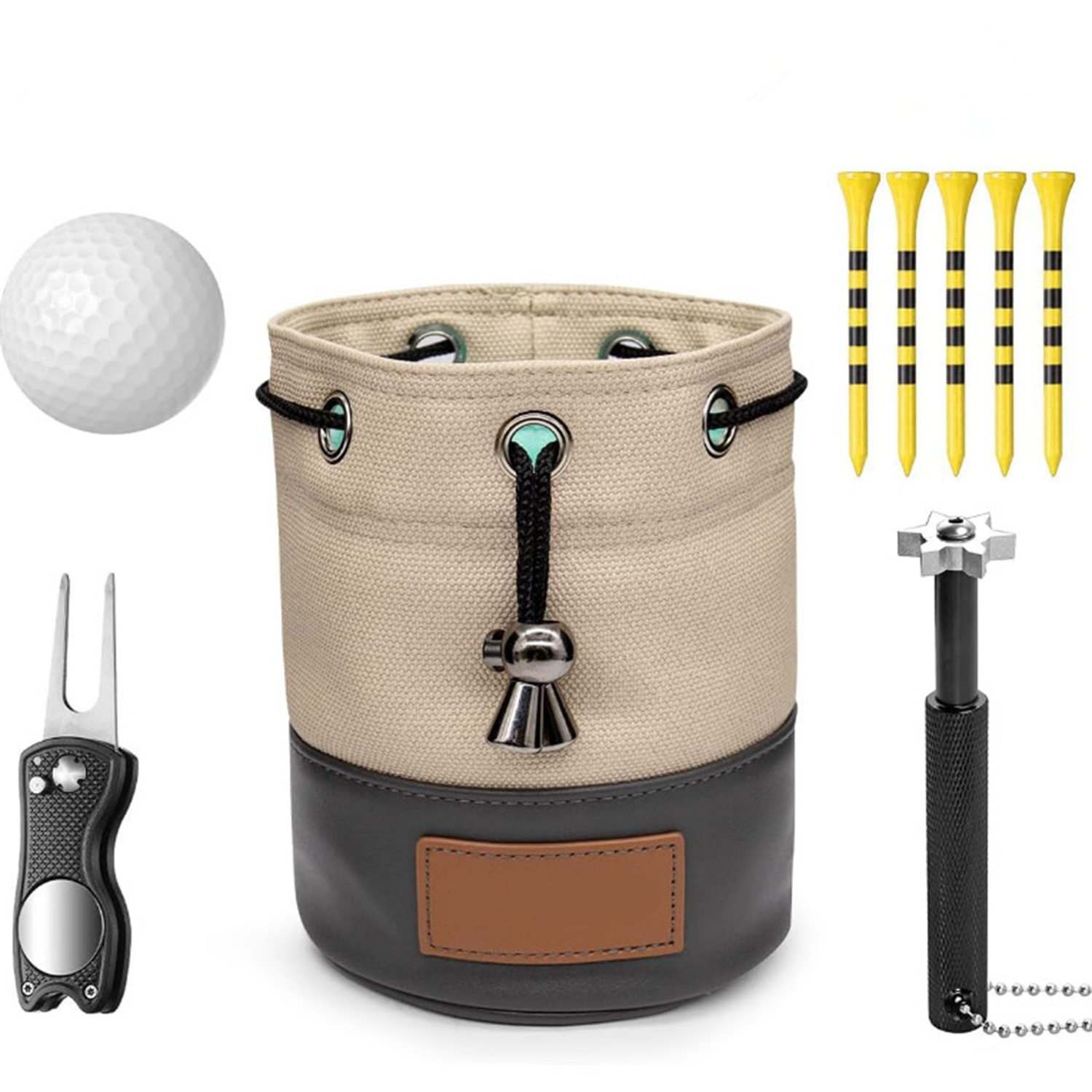 Bucket Waist Design Golf Ball Drawstring Pouch 4