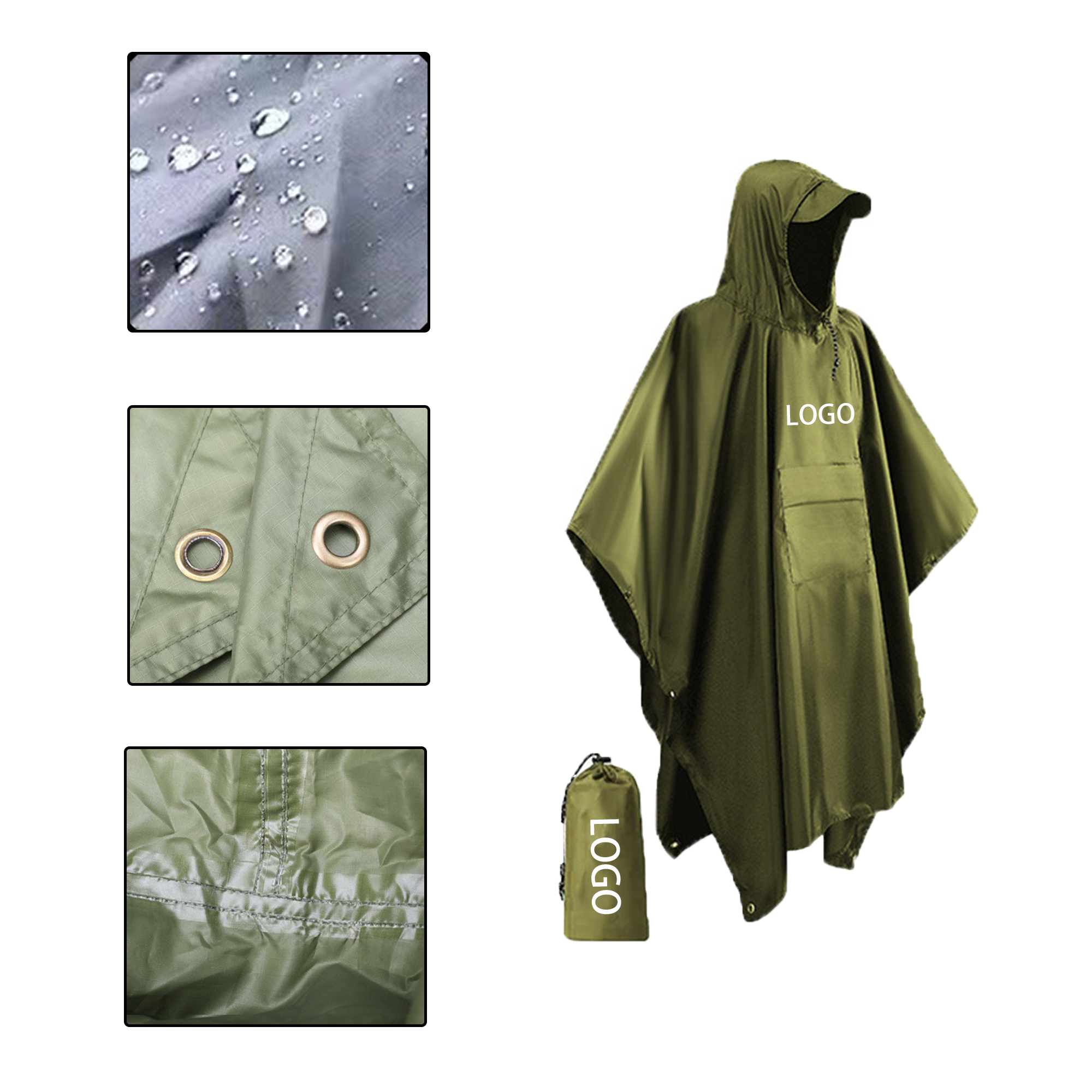 MOQ:10pcs Hooded Rain Poncho 2