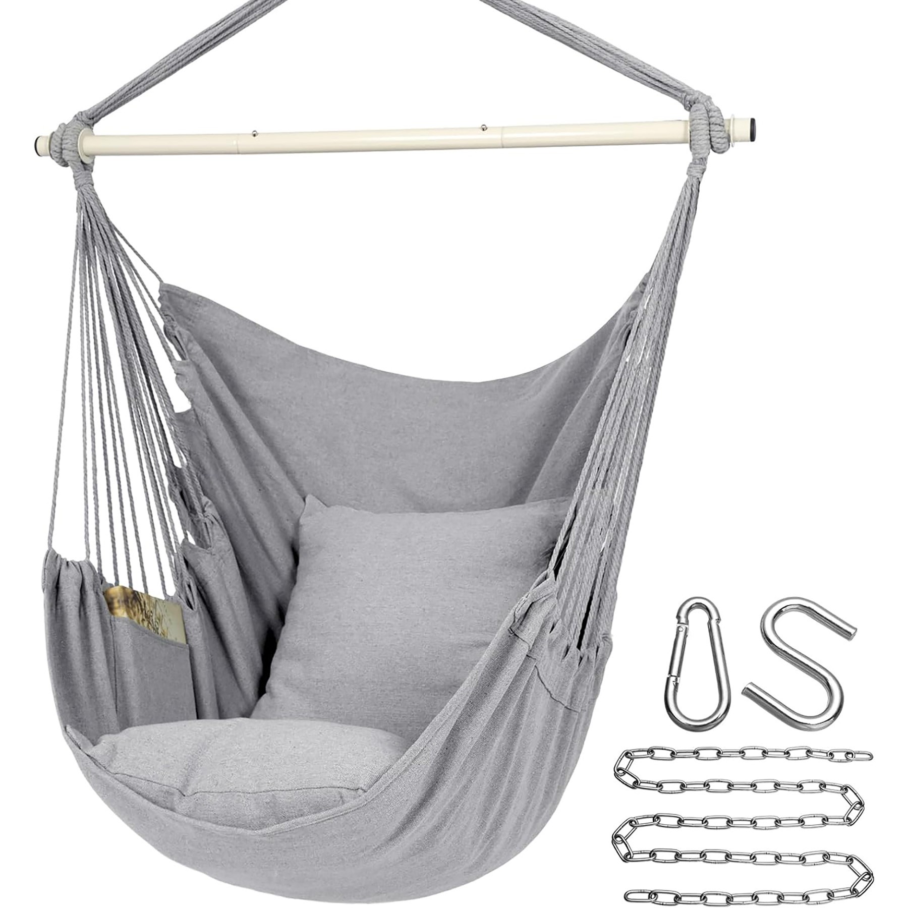 Cotton Woven Hammock Swing with Two Pillows 4