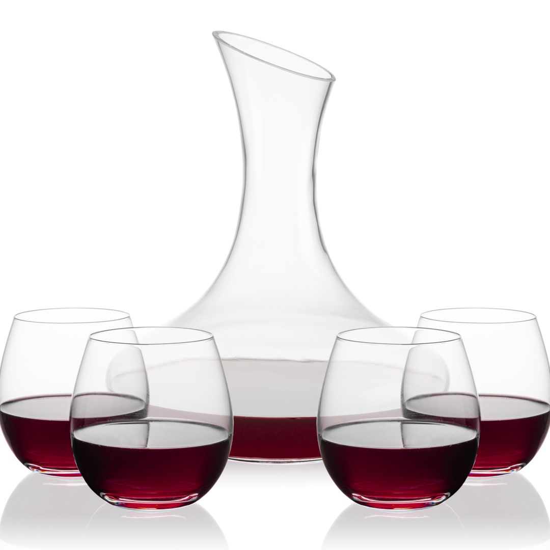 Hampton Carafe & Redmond Stemless Wine 6