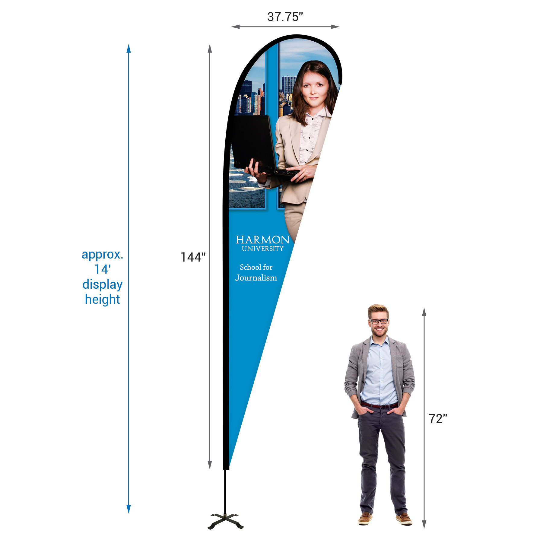 12' Portable Double Sided Teardrop Kit with Cross Base 13