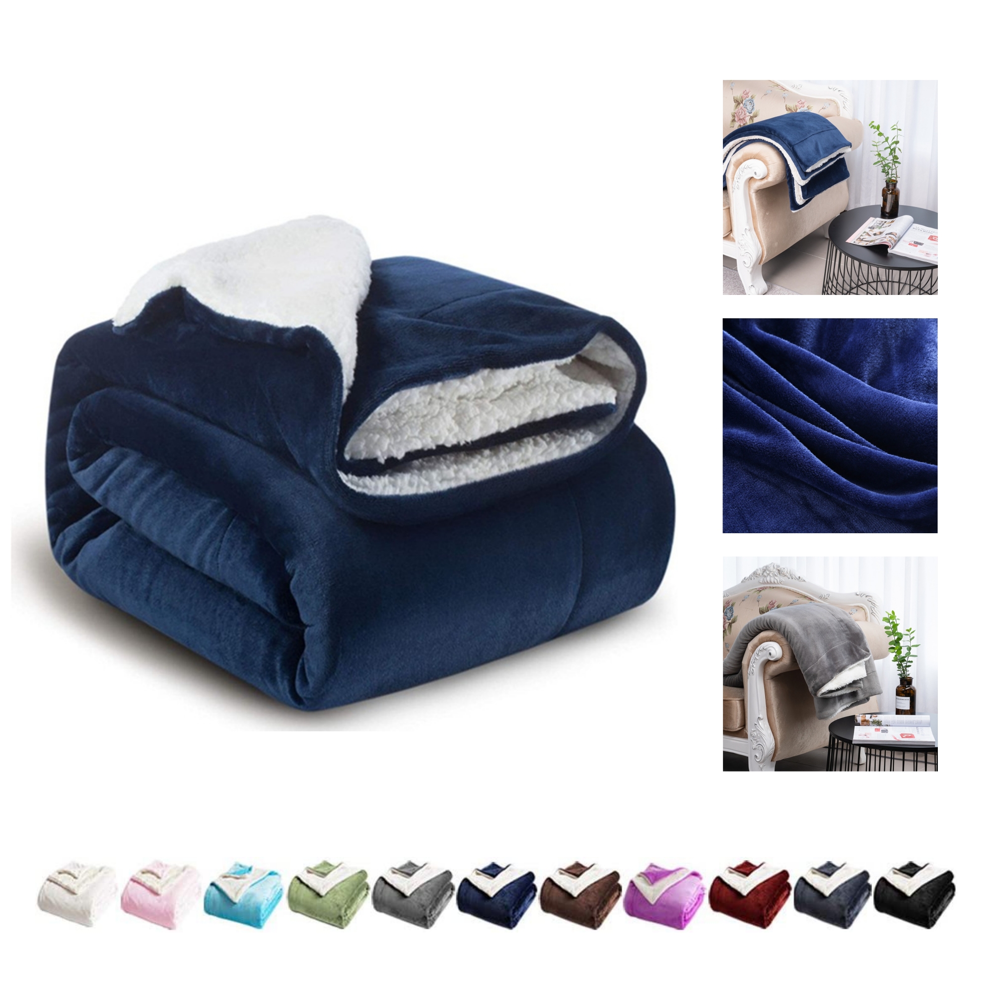 Sherpa Double Sided Warm Blanket 2