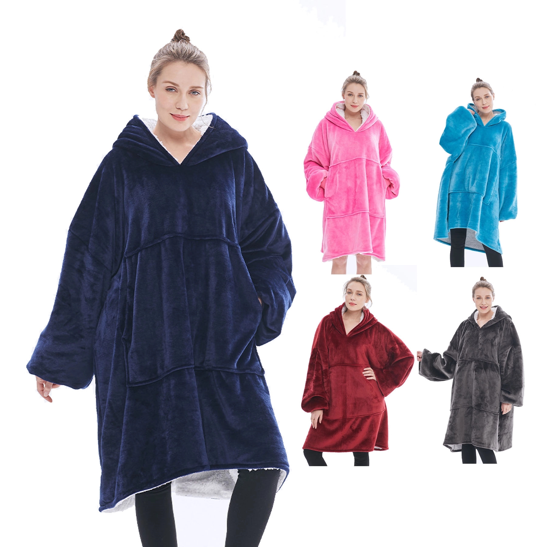 Oversized Flannel Double Sweatshirt, custom hoodie or sweatshirt with logo imprint 2