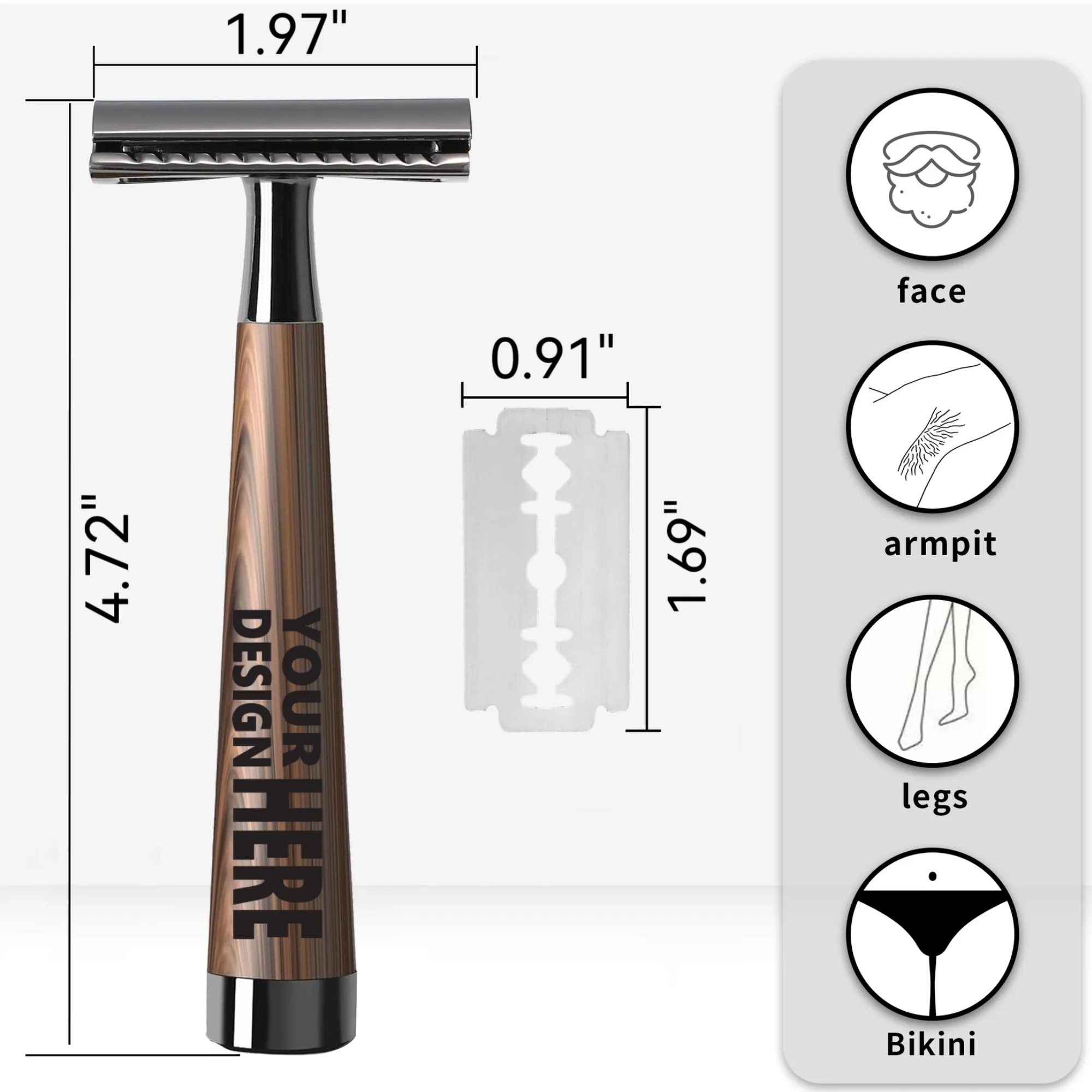 Double Edge Safety Razor: Wooden Handle Shaving & Grooming 2