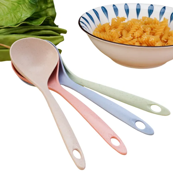 Eco-Friendly Wheat Straw Long-Handle Hanging Soup Ladle 5