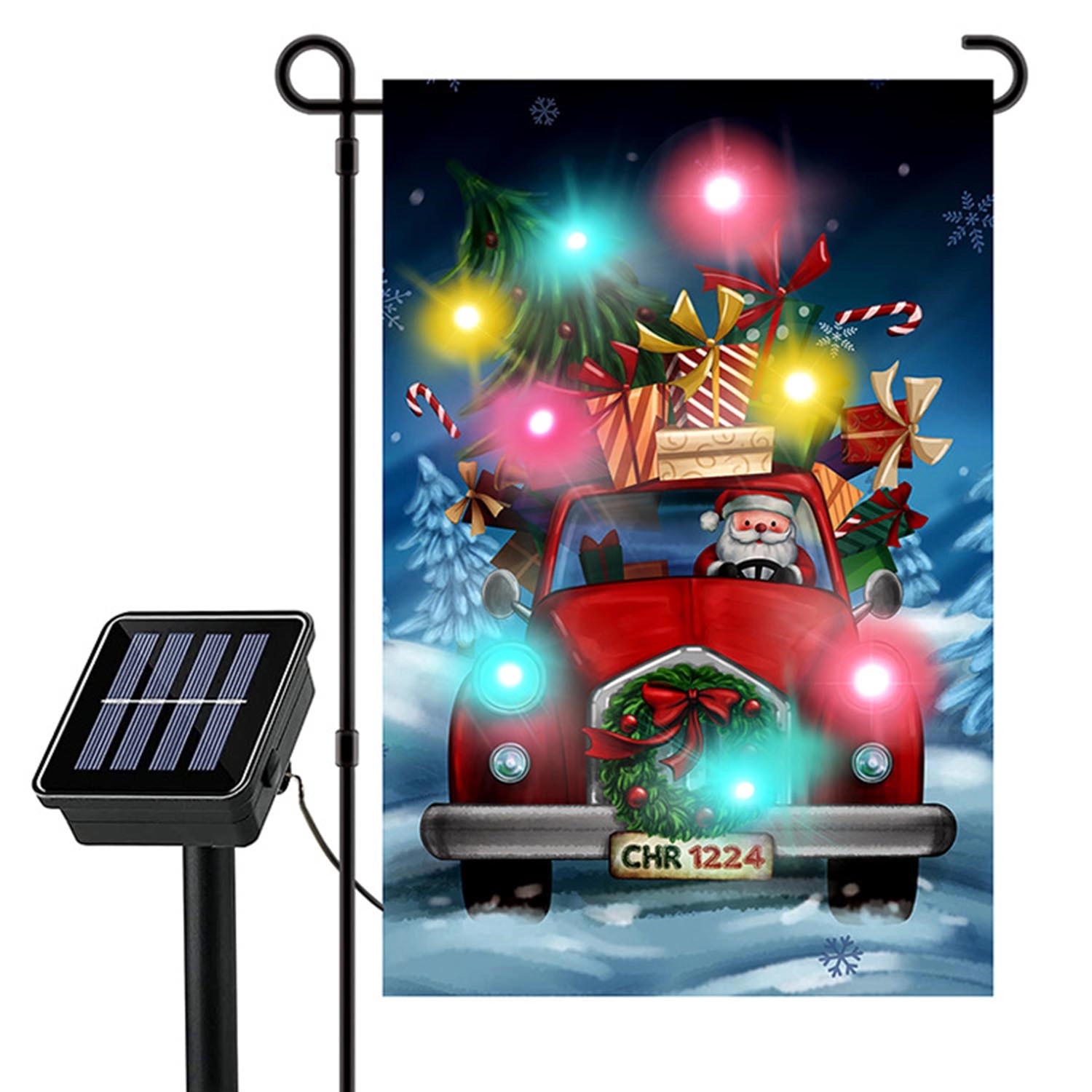 Garden Flag W/ Led Lights & Solar Powered Panel 2