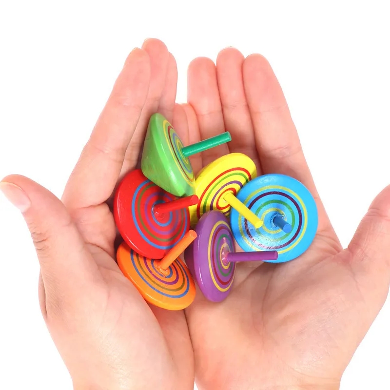 Colorful Painted Wood Spinning Tops 2