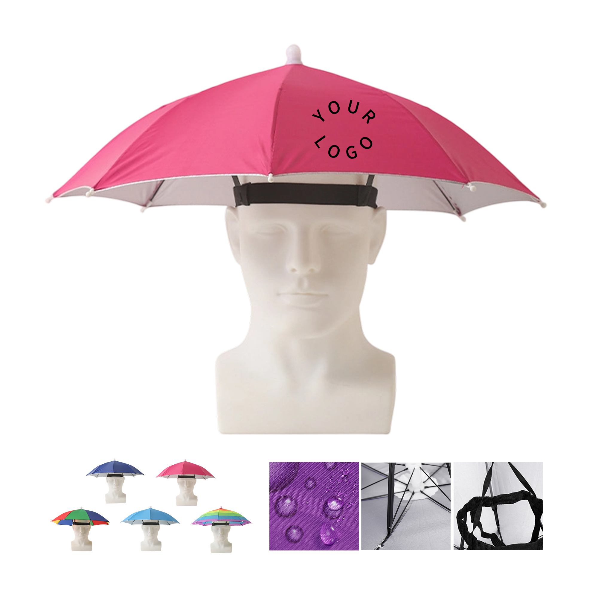 Waterproof Cloth Fishing Umbrella Hat Hands Free Outdoor Wear 3
