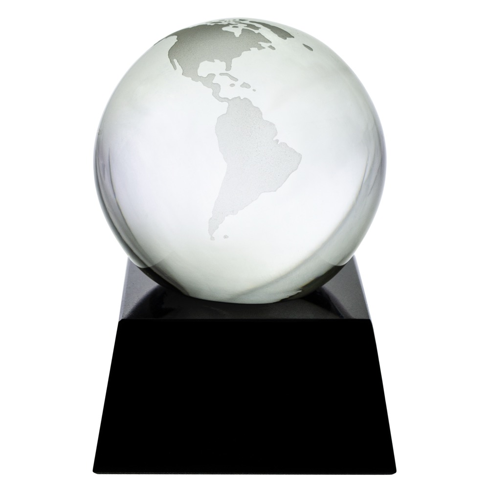 3" Crystal Globe Award on Marble Base