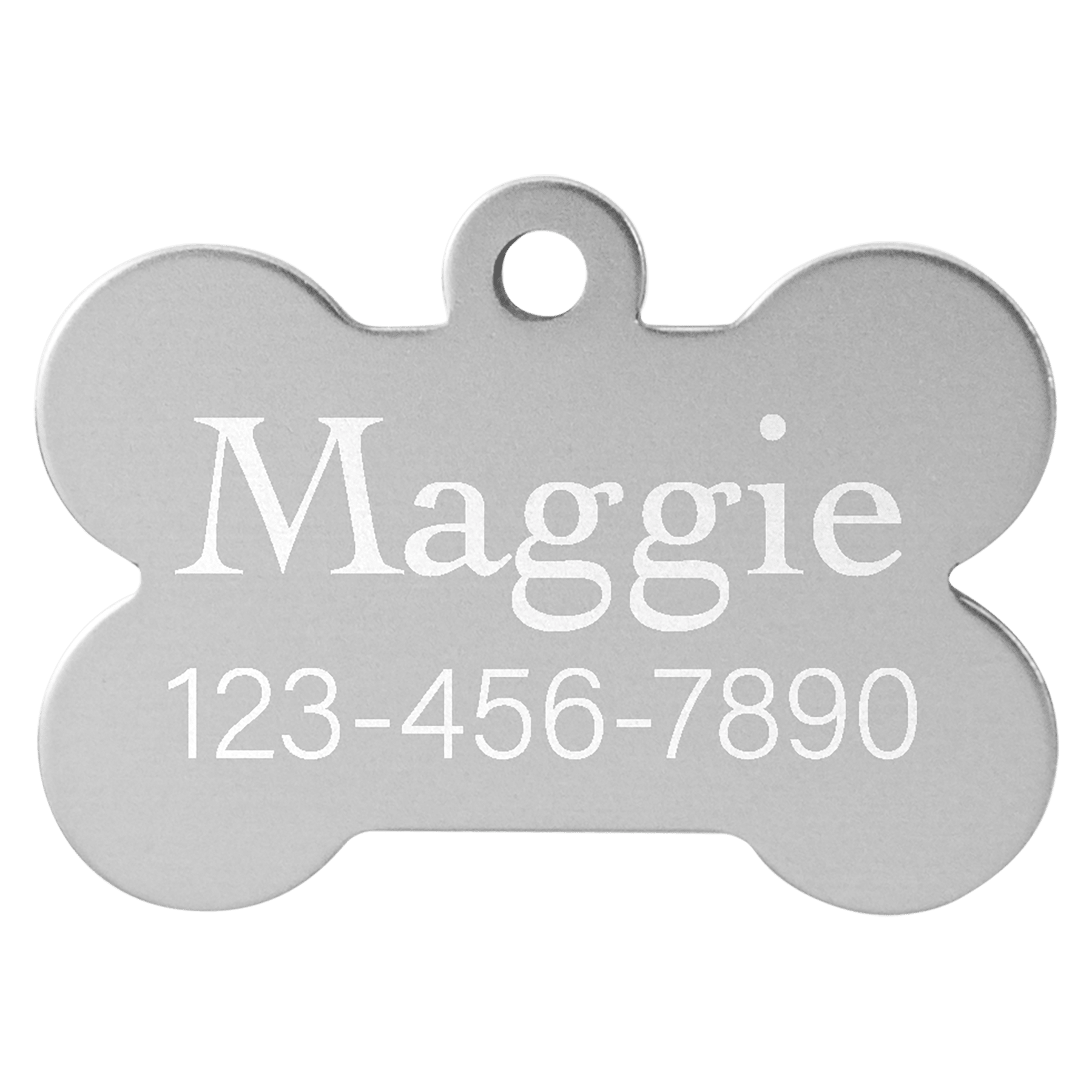 1 1/4" x 3/4" Silver Anodized Aluminum Bone Pet Tag 1